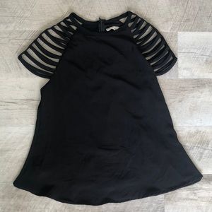 Black Stringy Sleeve Top